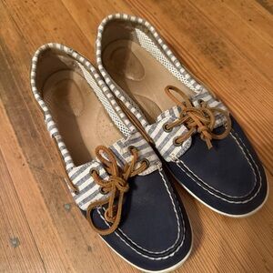 Sperry Boat Shoes Blue Tan Mesh Top-Sider Loafers Women’s 9 (Runs Small)